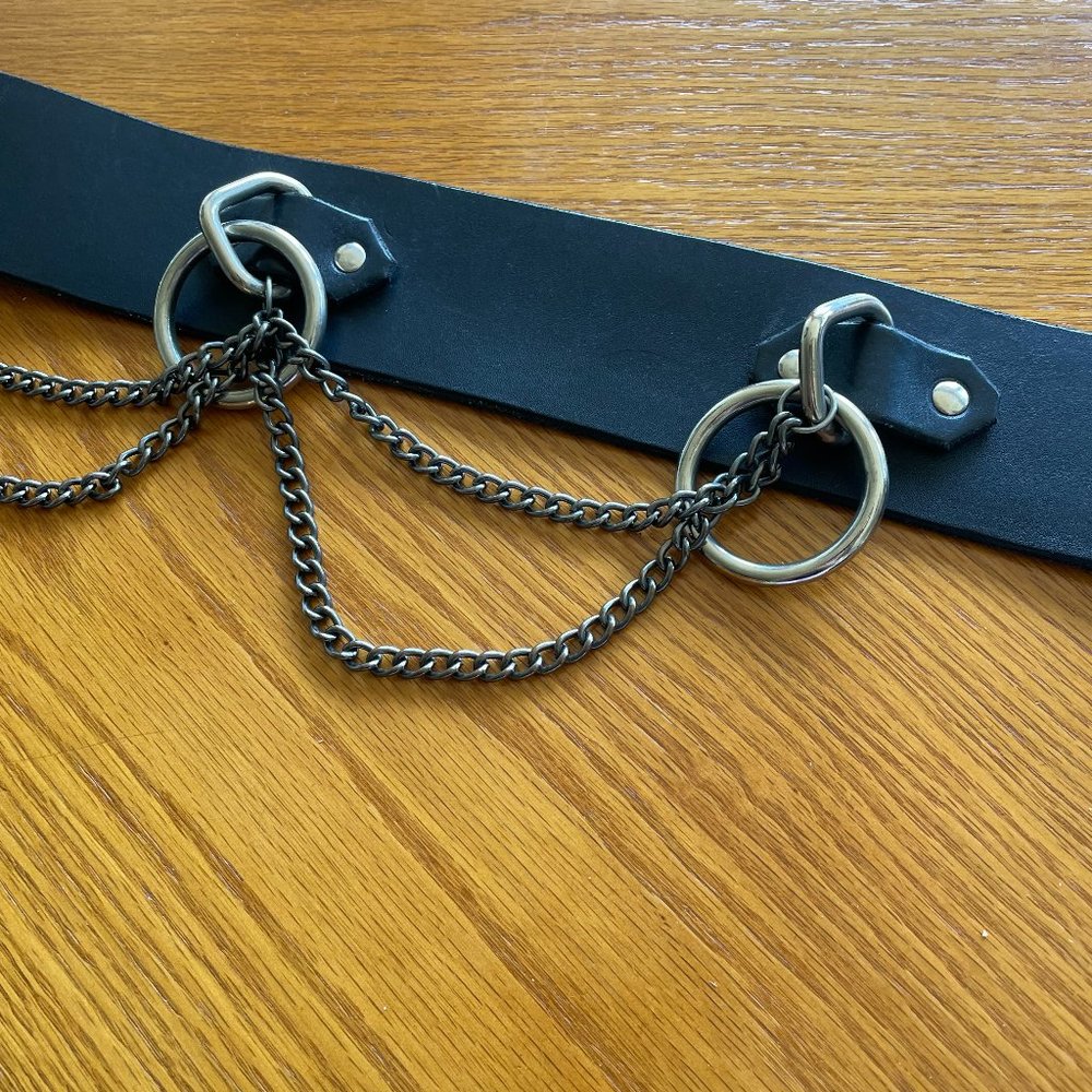 Custom Leather and Sterling Silver Bondage Belt Sz Small